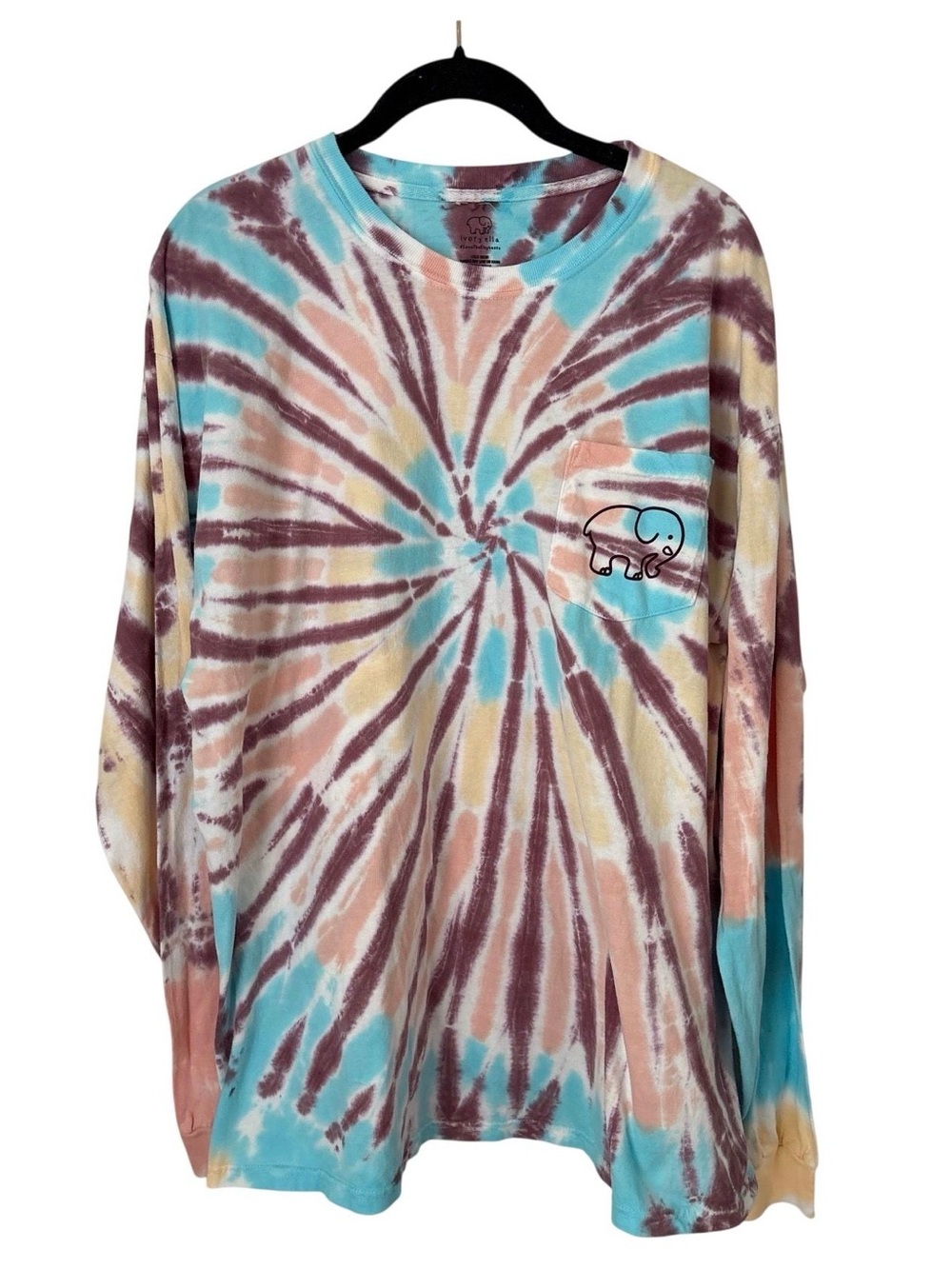 Ivory Ella Tie-Dye Long Sleeve Tee with Pocket ~ Size XL